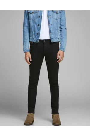 JACK & JONES – Liam – Eng geschnittene Jeans aus schwarzem Denim