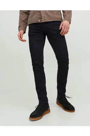 JACK & JONES – Felix – Enge Jeans aus schwarzem Denim
