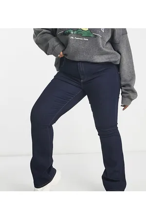 ONLY – Sally – Schlagjeans in Dunkelblau mit hohem Bund