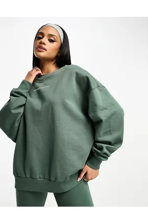 ASOS ASOS – Weekend Collective – Oversize-Sweatshirt in Khaki mit großem Rückenlogo