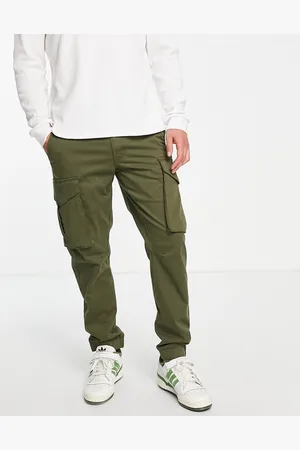 Only & Sons – Schmal geschnittene Cargohose in Khaki mit Bündchen
