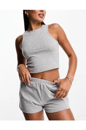 ASOS – Mix & Match – Pyjama-Trägertop aus Baumwolle in meliertem mit Racer-Ausschnitt