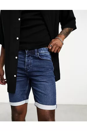 Only & Sons – Jogging-Jeans-Shorts in dunkler Waschung