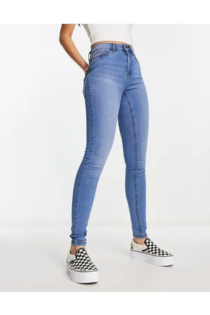 Noisy May – Callie – Skinny-Jeans in Hellblau mit hohem Bund