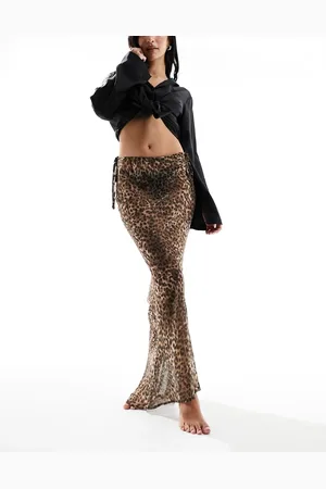 Miss Selfridge – Maxi-Strandrock aus Chiffon mit Leopardenmuster