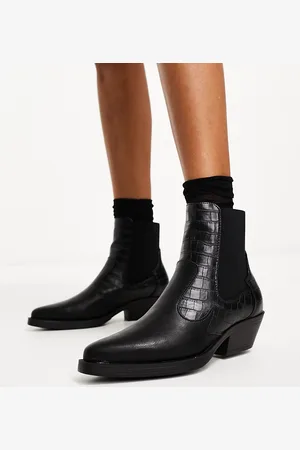ONLY – Westernstiefel aus Kunstleder in mit Krokoprägung