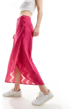 SCALPERS – Jacquard-Rock in Fuchsia mit Knopfdetail