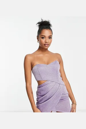 Jaded Rose – Trägerloses Minikleid in glitzerndem Rosa mit gewickelter Vorderseite