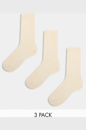ASOS – 3er-Pack gerippte Socken in Ecru