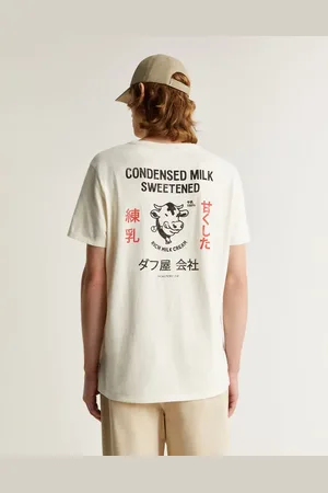 SCALPERS – T-Shirt in gebrochenem mit „Milk“-Print