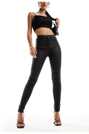 JDY – Hoch taillierte, enge Jeans in mit Beschichtung