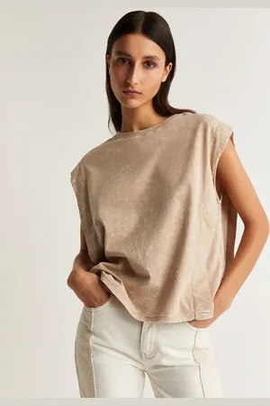 SCALPERS – T-Shirt in Sand mit Totenkopf-Print und Revers