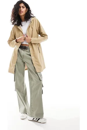 Rains – Wasserdichte Jacke in Sand mit A-Linien-Schnitt