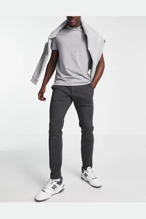 Only & Sons – Schmal geschnittene Karottenhose in Dunkelgrau