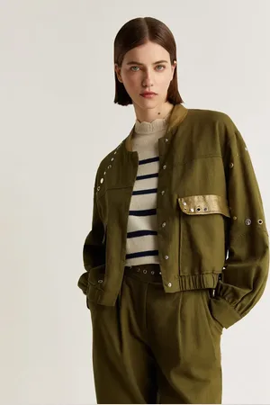 SCALPERS – Jacke in Khaki mit Nietenbesatz