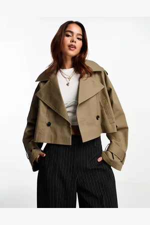 ASOS – Kurzer Trenchcoat in Olivgrün