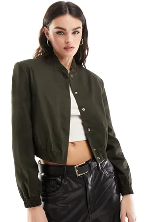 ASOS – Elegante Bomberjacke in Khaki mit verstärkter Schulterpartie
