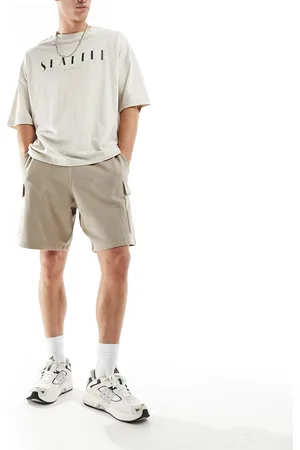 New Look – Cargoshorts aus Jersey in Steingrau