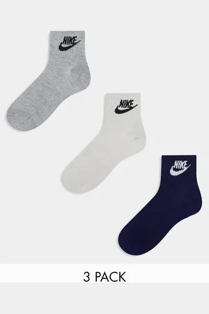 Nike – 3er-Pack knöchelhohe Socken in Beige, Grau und Marineblau