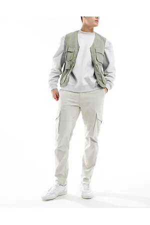 Only & Sons – Schmal zulaufende Cargohose in Ecru mit schmalem Schnitt