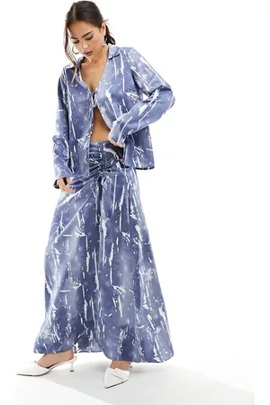 VERO MODA – Satin-Maxirock in mit geraffter Vorderseite und Knittermuster, Kombiteil