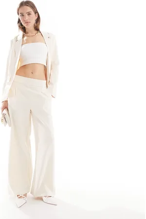 JDY – Elegante Hose in Creme mit hohem Bund und weitem Bein, Kombiteil