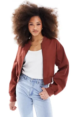 ASOS – Sommer-Bomberjacke in Terrakotta aus gewaschener Baumwolle