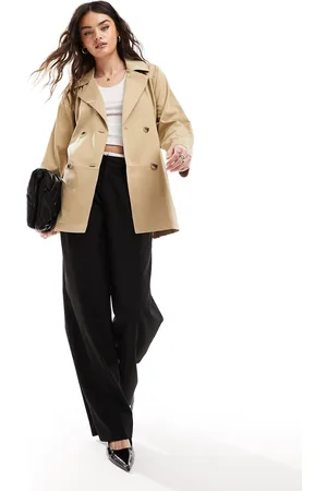 VILA – Kurzer Trenchcoat in Camel