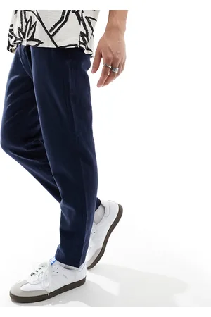 SELECTED – Schmal zulaufende Hose aus Leinenmix in mit schmalem Schnitt