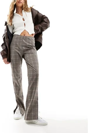 JDY – karierte Hose mit Saumschlitz