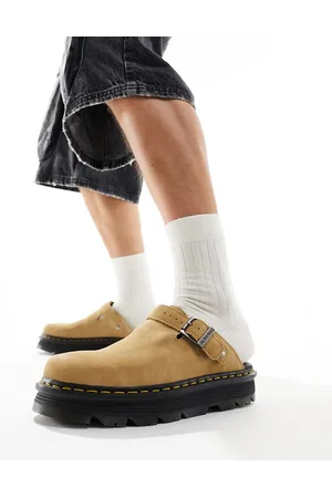 Dr. Martens – ZebZag – Wildleder-Mules in Hellbraun