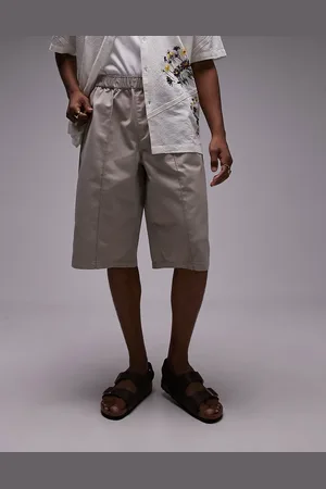 Topman – Longline-Shorts in Stein mit Biesen
