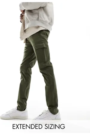 ASOS – Eng geschnittene Cargohose in Khaki