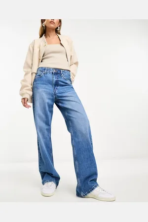River Island – Gerade Jeans im Stil der 90er in mittelblauer Waschung