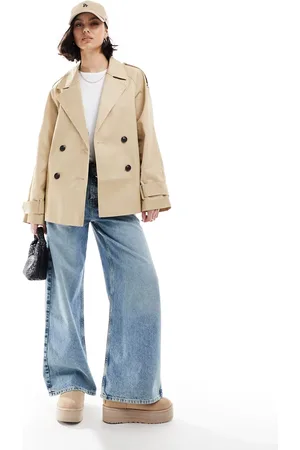 ASOS – Kurzer Trenchcoat in Steinbeige