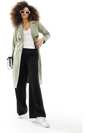 JDY – Langer Trenchcoat in Hellgrün