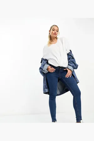 ASOS ASOS DESIGN Maternity – Skinny-Jeans in Mittelblau mit Überbauchbund