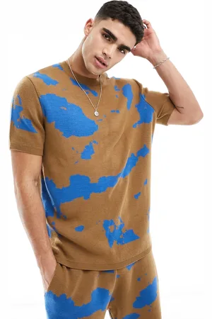 ASOS – Lässiges Strick-T-Shirt in mit Batikmuster und Rundhalsausschnitt, Kombiteil
