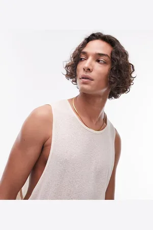 Topman – Drapiertes Krepp-Trägertop in Steinbeige