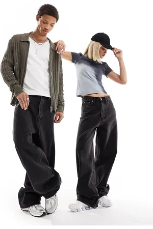 Weekday – Astro – Locker sitzende Unisex-Jeans in getuntem mit weitem Bein
