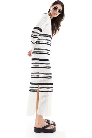 SCALPERS – Gehäkeltes Kleid in /Weiß mit Polokragen