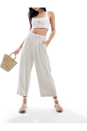 ASOS – Dad-Culotte in Natur mit Leinenanteil