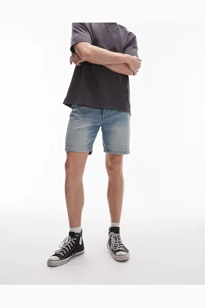 Topman – Jeans-Shorts mit geradem Schnitt in hellblauer Waschung