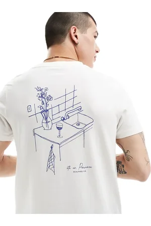 SCALPERS – T-Shirt in Wollweiß mit „Provence“-Print