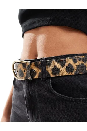 ASOS – Taillen- und Hüftjeansgürtel in mit Leopardenmuster und halbmondförmiger Schnalle