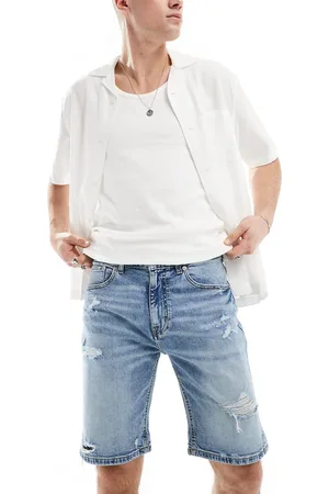 Pull&Bear – Schmal geschnittene, zerrissene Jeans-Shorts in