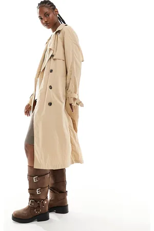 French Connection – Langer, leichter Trenchcoat in Steinbeige