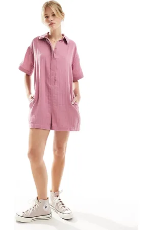 ASOS – Lockerer Playsuit in Mauve mit Hemdoberteil