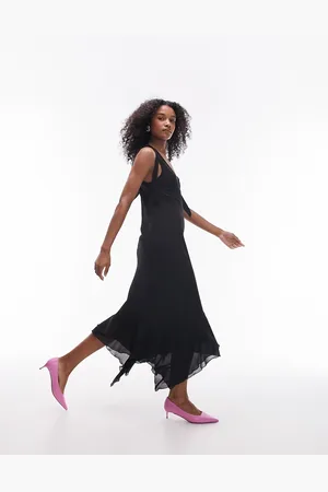 Topshop – Midikleid in mit gebundenen Trägern