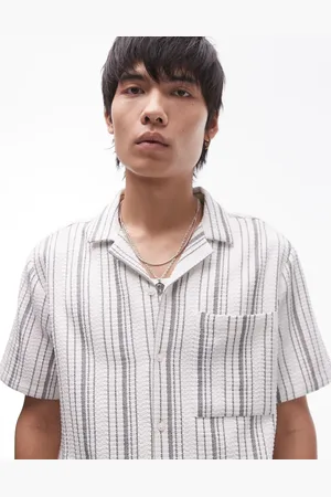 Topman – Kurzärmliges Hemd in Ecru mit lockerem Schnitt, Kombiteil